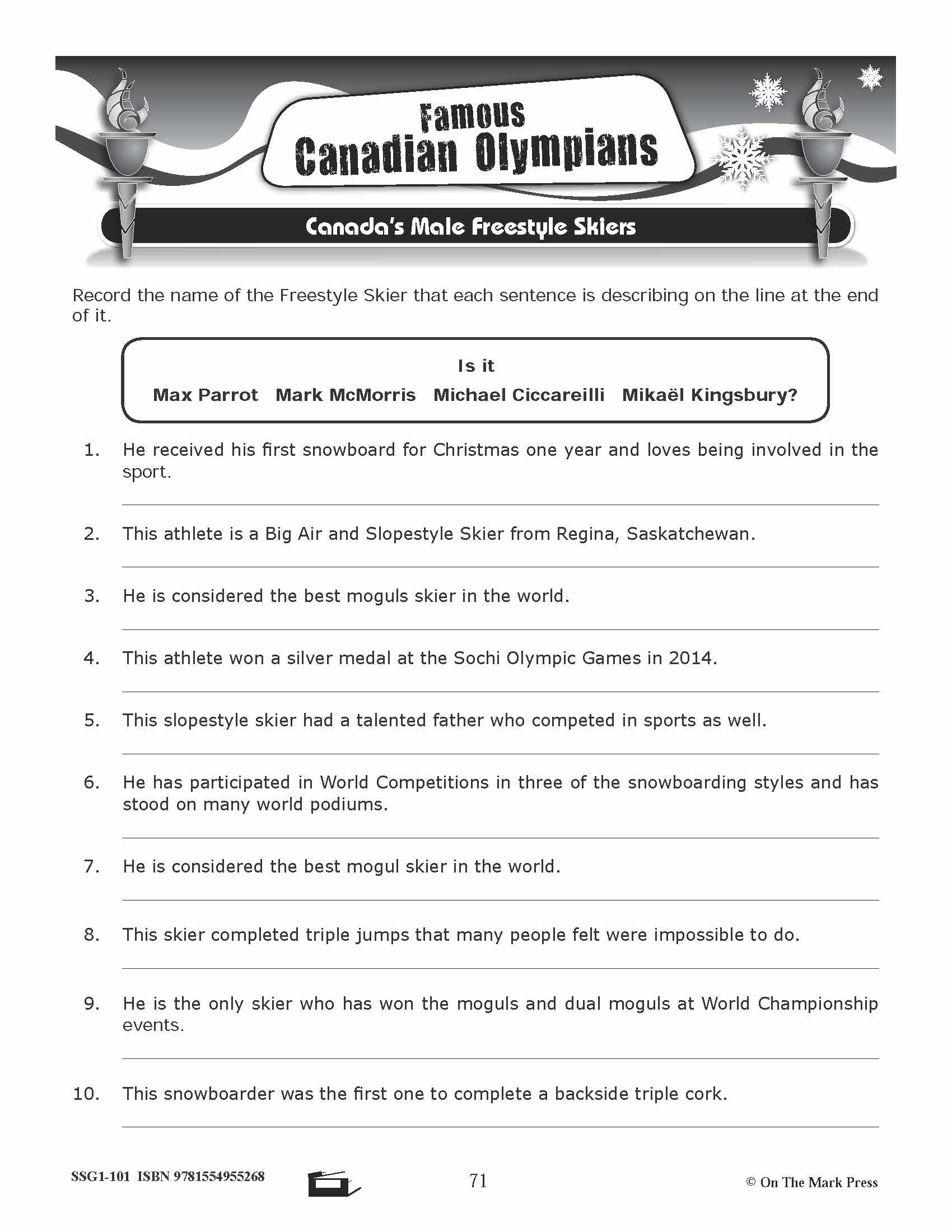 2018 Famous Canadian Olympians Gr. 4-8