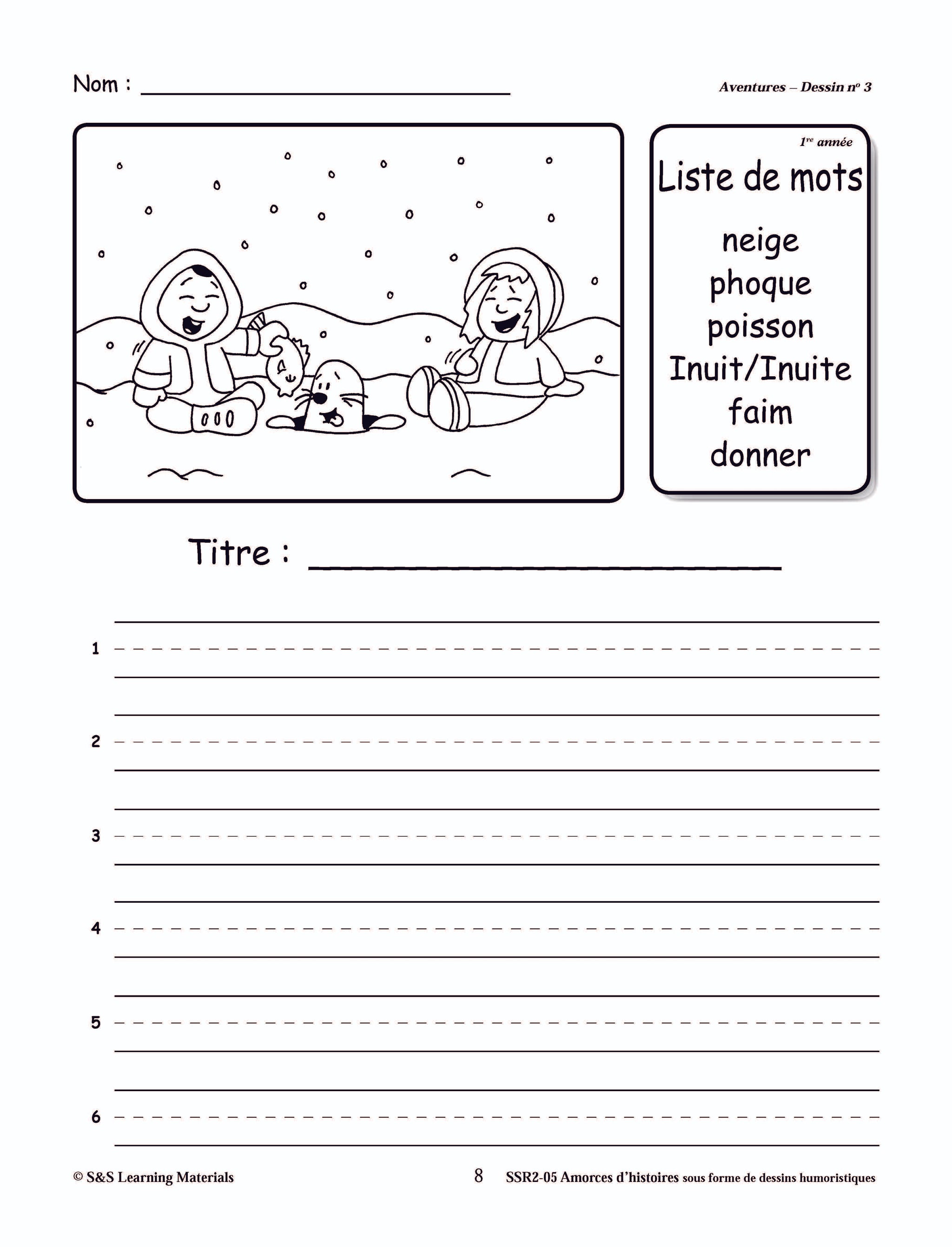 Amorces d'histoires d'aventures sous forme de dessins humoristiques 1e à 3e année