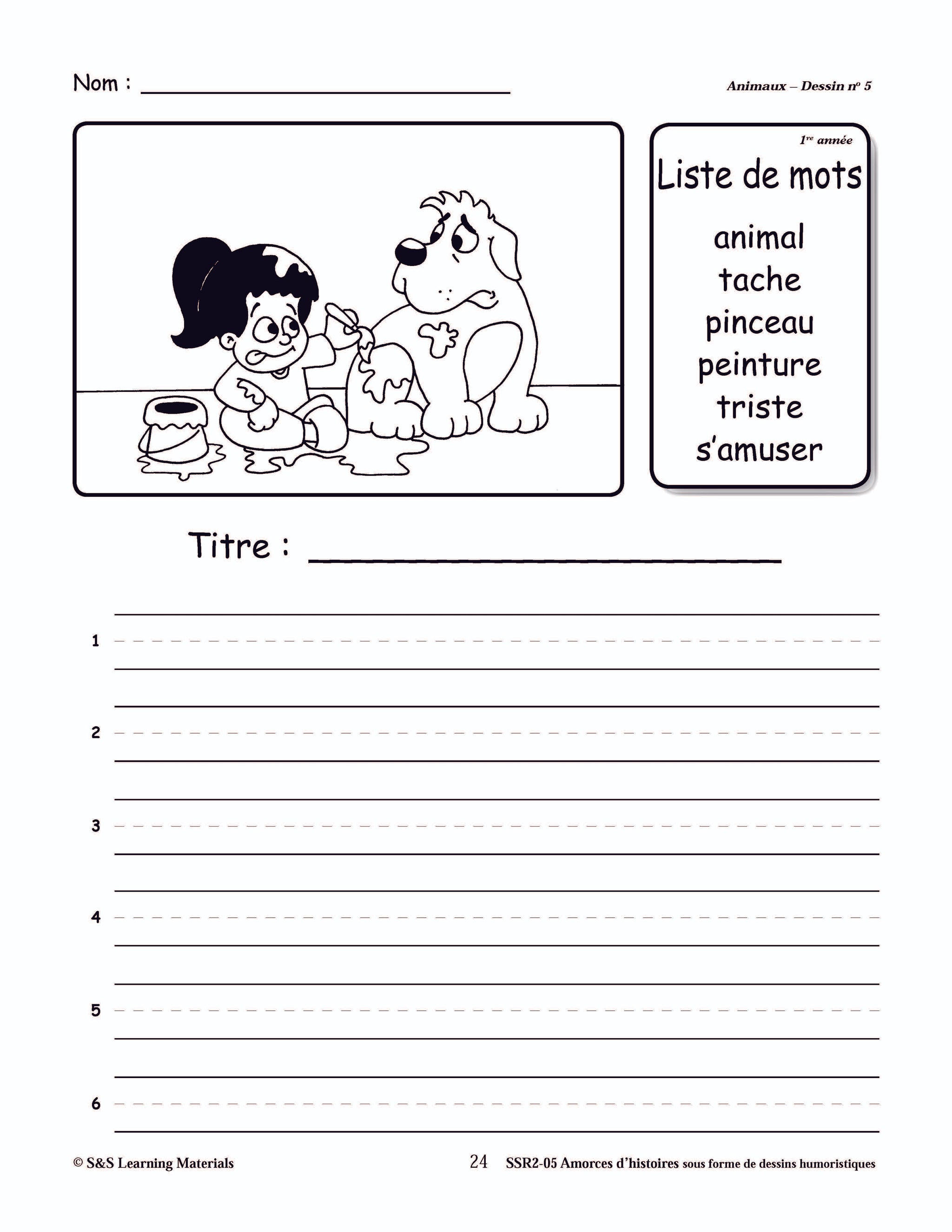 Amorces d'histoires d'animaux sous forme de dessins humoristiques 1e à 3e année