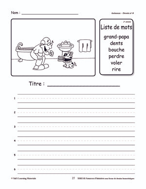 Amorces d'histoires d'animaux sous forme de dessins humoristiques 1e à 3e année