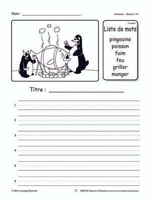 Amorces d'histoires d'animaux sous forme de dessins humoristiques 1e à 3e année