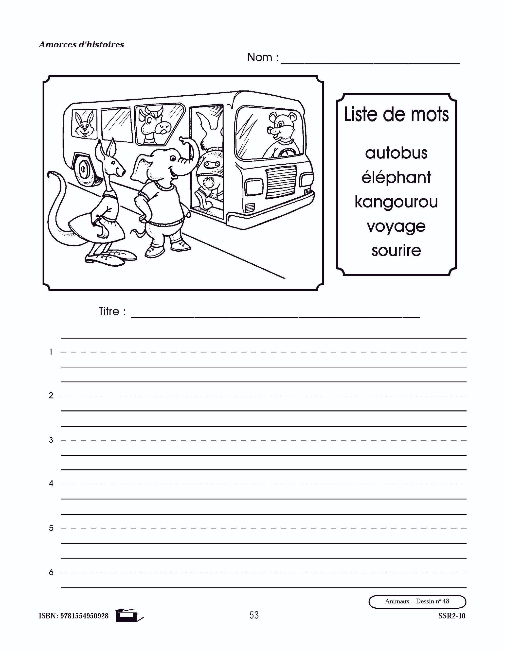 Amorces d'histoires d'animaux 1e à 3e année