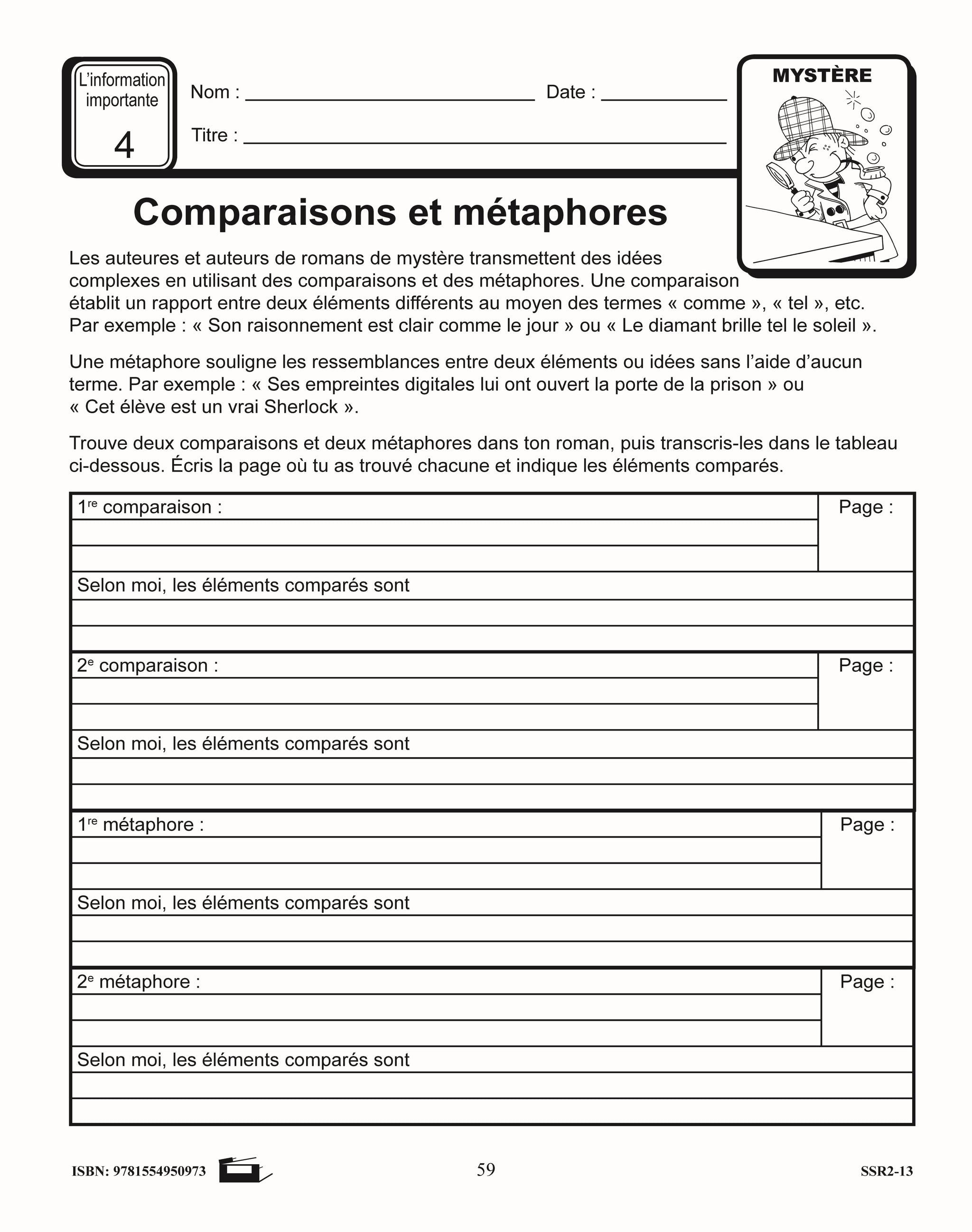 La littéracie par le mystère et l'aventure : Activités d'identification de l'information importante 4e à 6e année