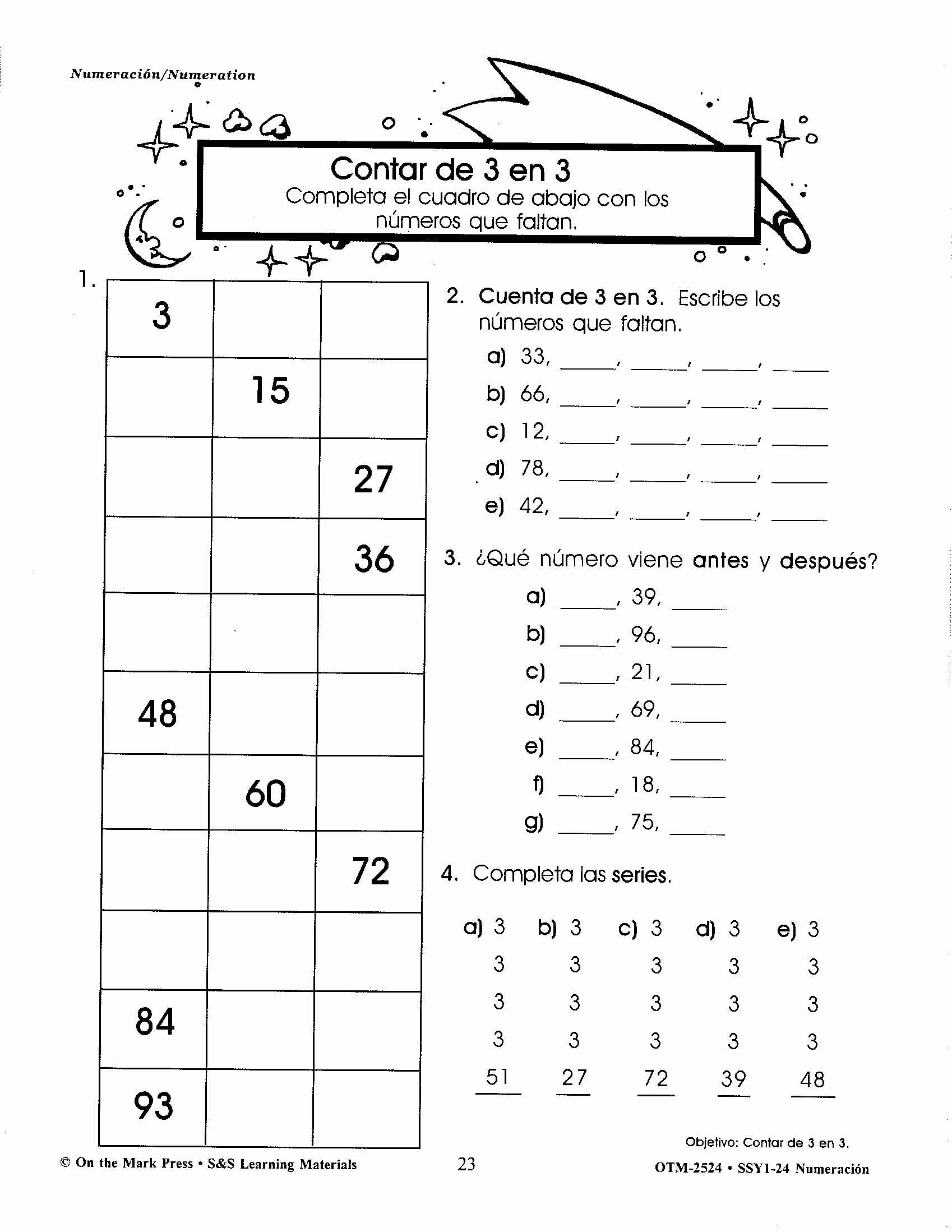 Spanish/English Grades 1-3 Math Workbook Bundle