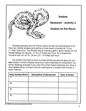Snakes Grades 4-6