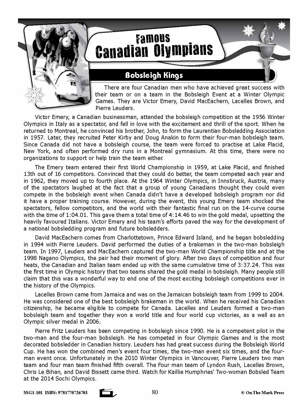 Bobsleigh Kings Gr. 4-8 E-Lesson Plan