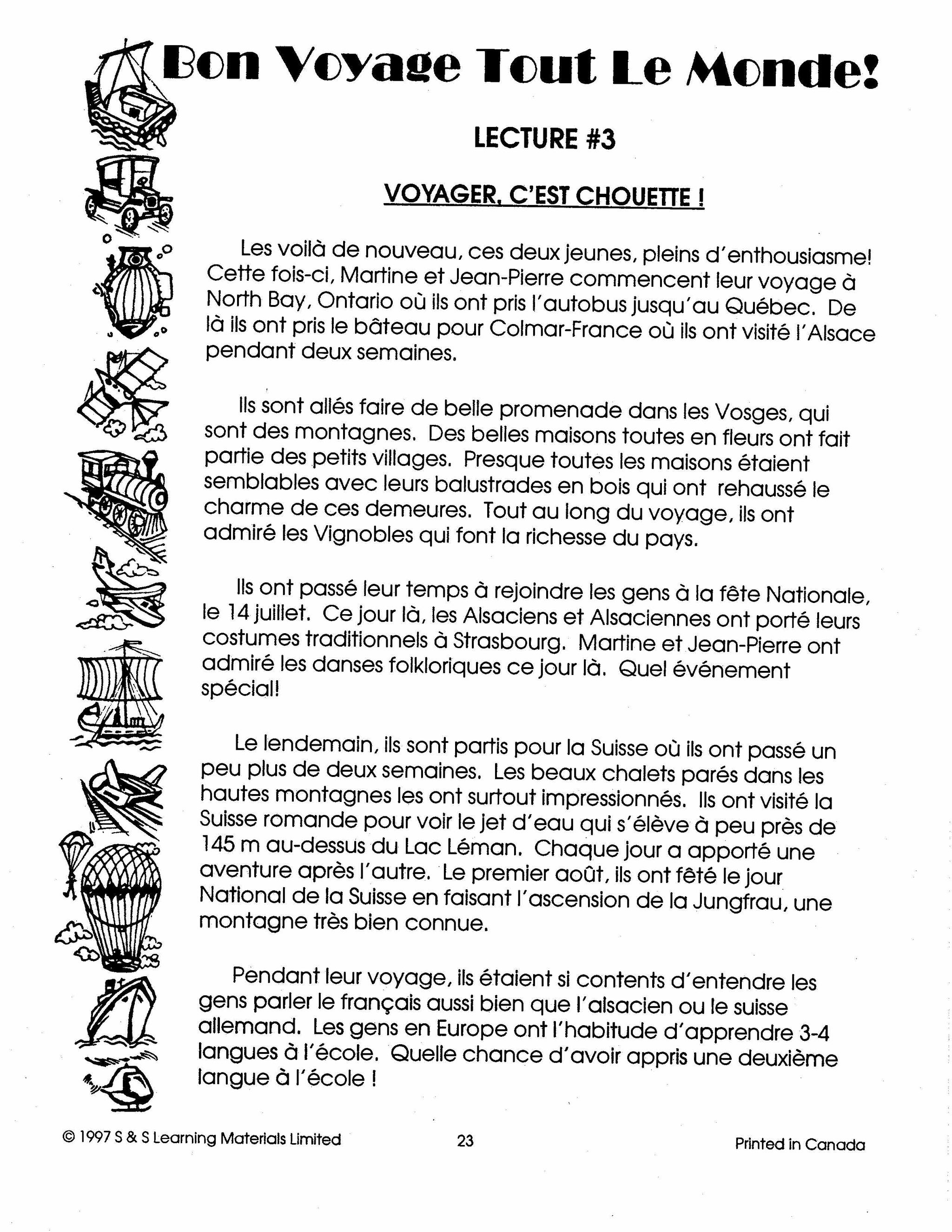 Bon voyage tout le monde 7e et 8e année
