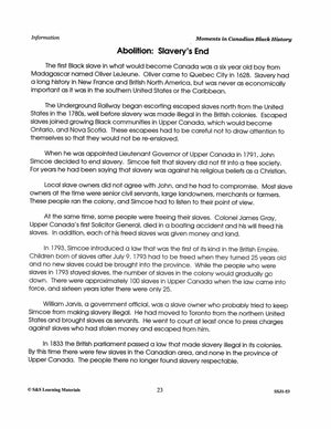 Abolition: Slavery's End- Canadian Black History Worksheet Gr 4-8