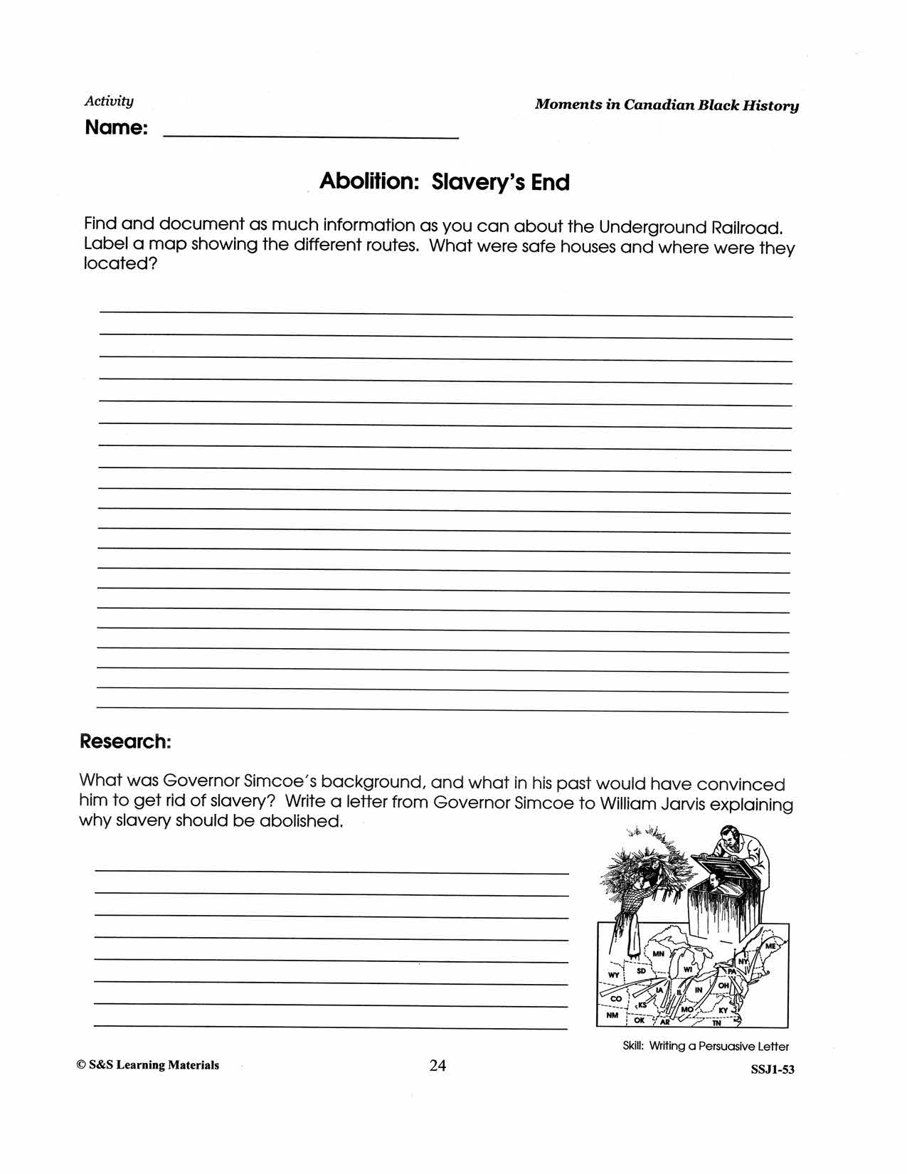 Abolition: Slavery's End- Canadian Black History Worksheet Gr 4-8