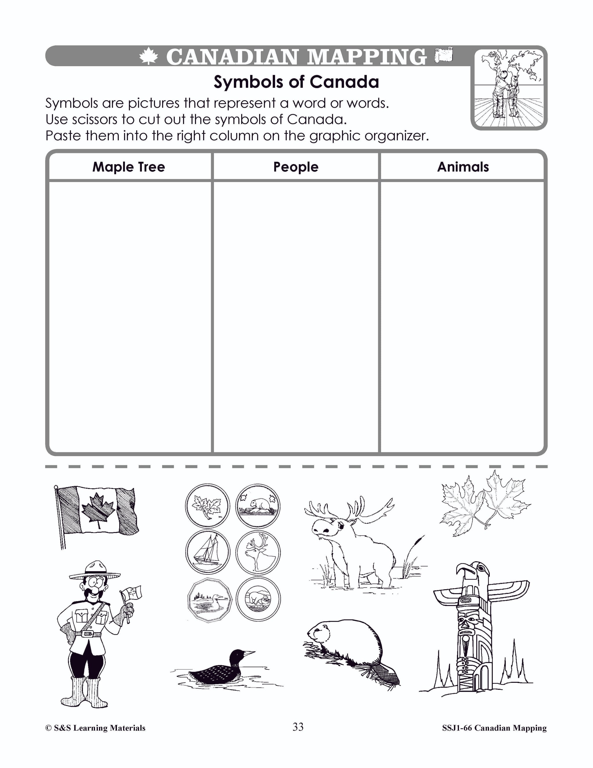 Canada Maps & Map Features Worksheets Grades 1-2