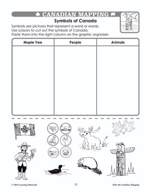 Canada Maps & Map Features Worksheets Grades 1-2