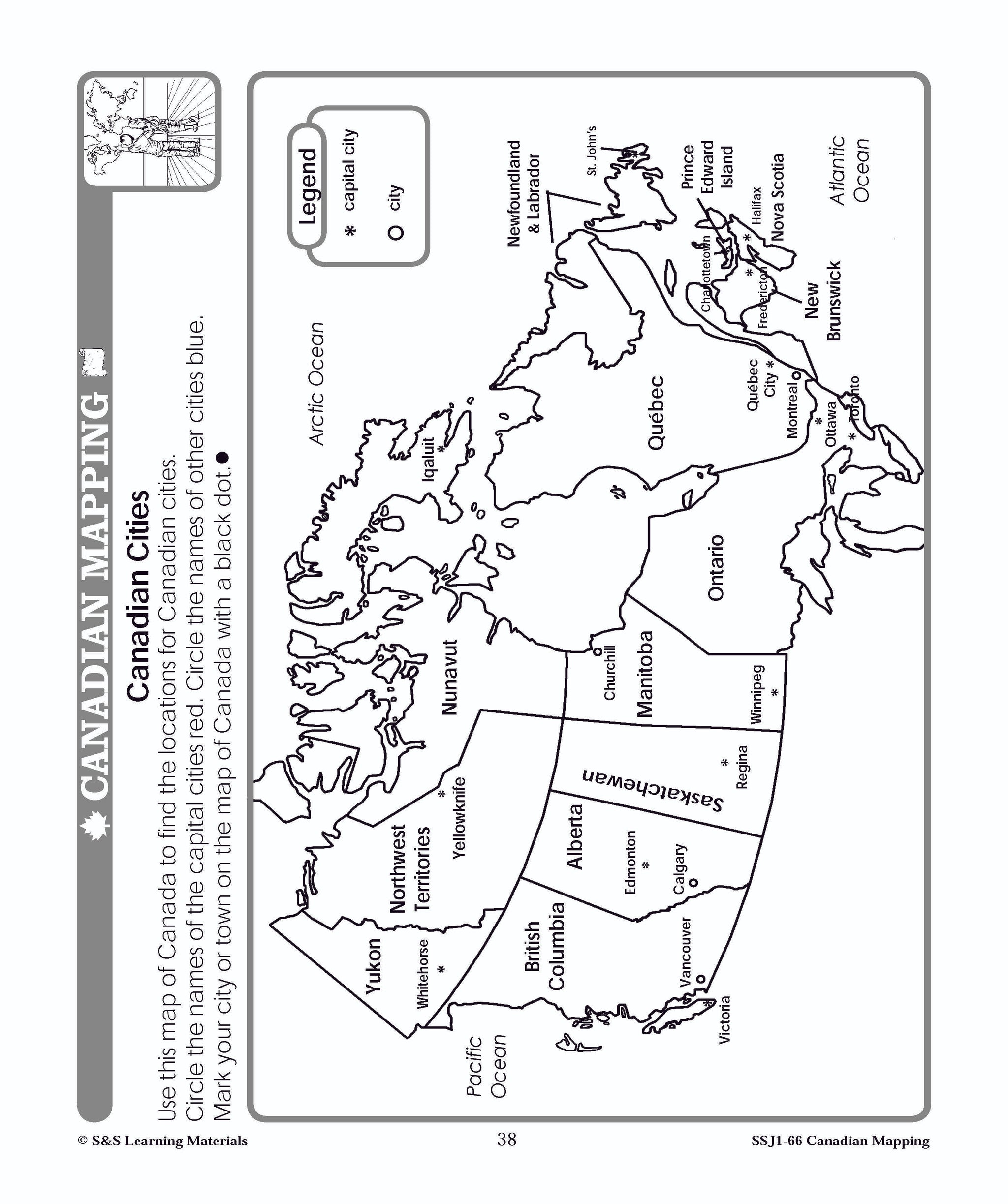 Canada Maps & Map Features Worksheets Grades 1-2