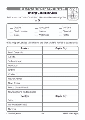 Canada Maps & Map Features Worksheets Grades 1-2