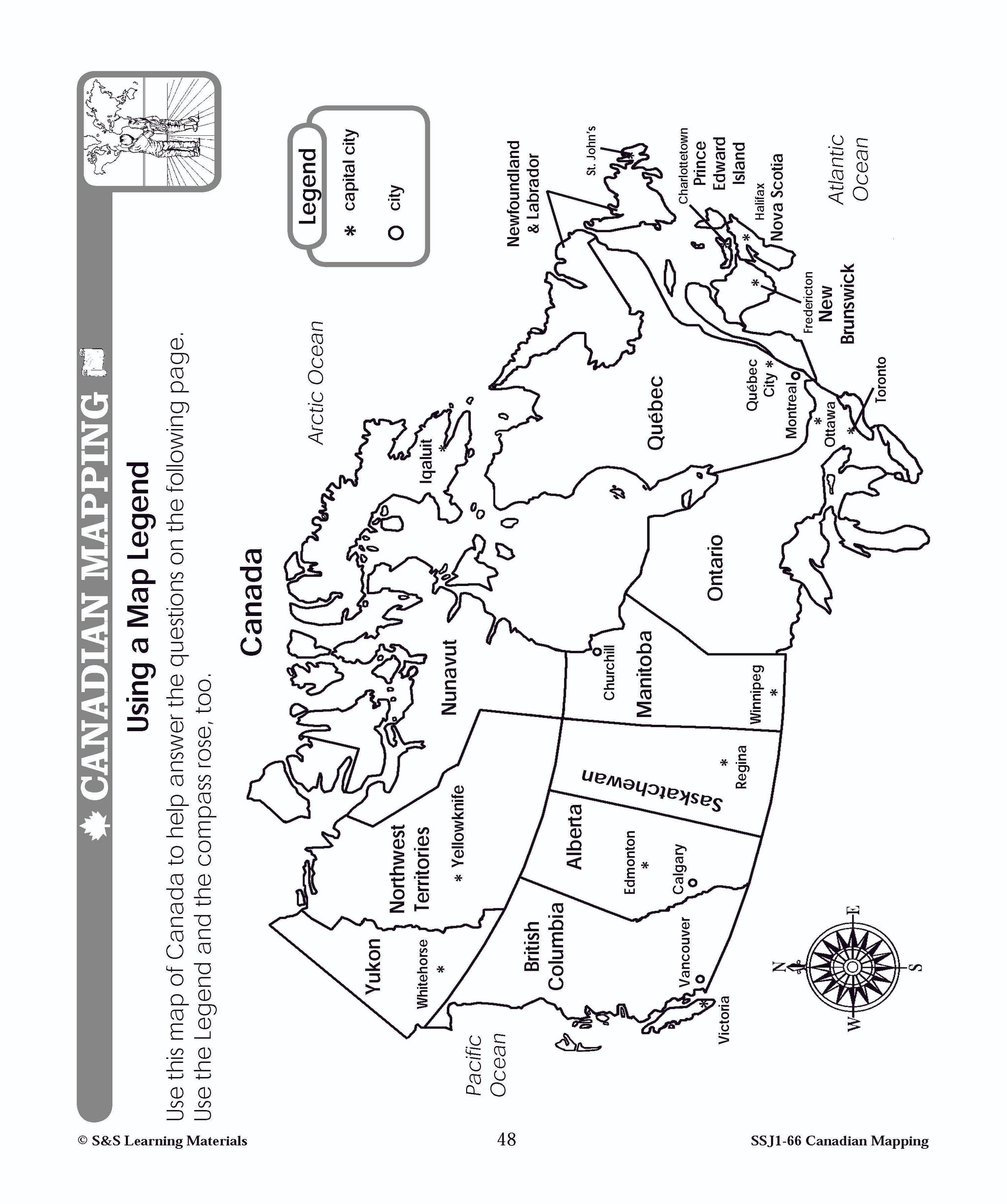 Canada Maps & Map Features Worksheets Grades 1-2