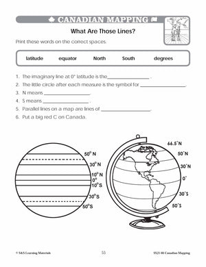 Canada Maps & Map Features Worksheets Grades 1-2