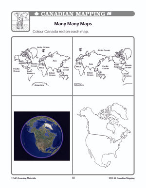 Canada Maps & Map Features Worksheets Grades 1-2