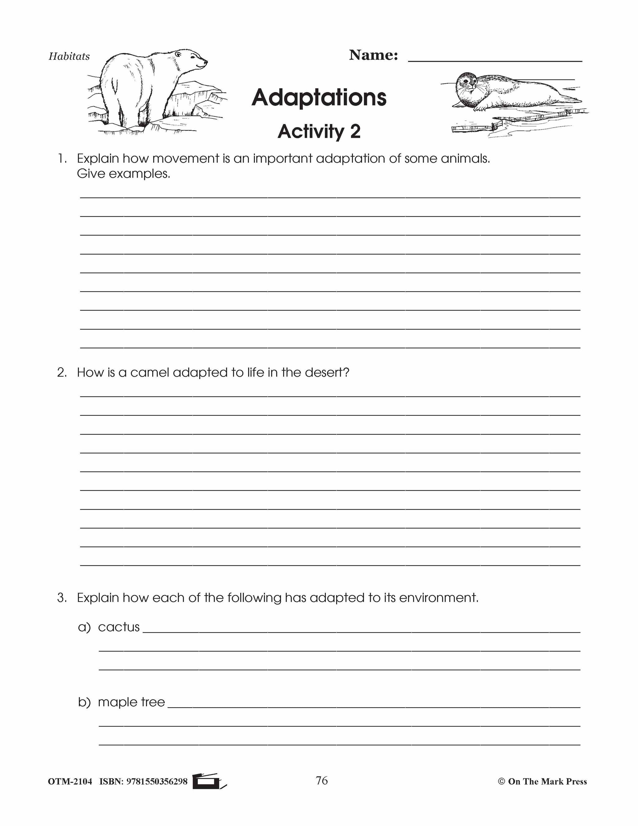 Adaptations Lesson Plan Grades 4-6
