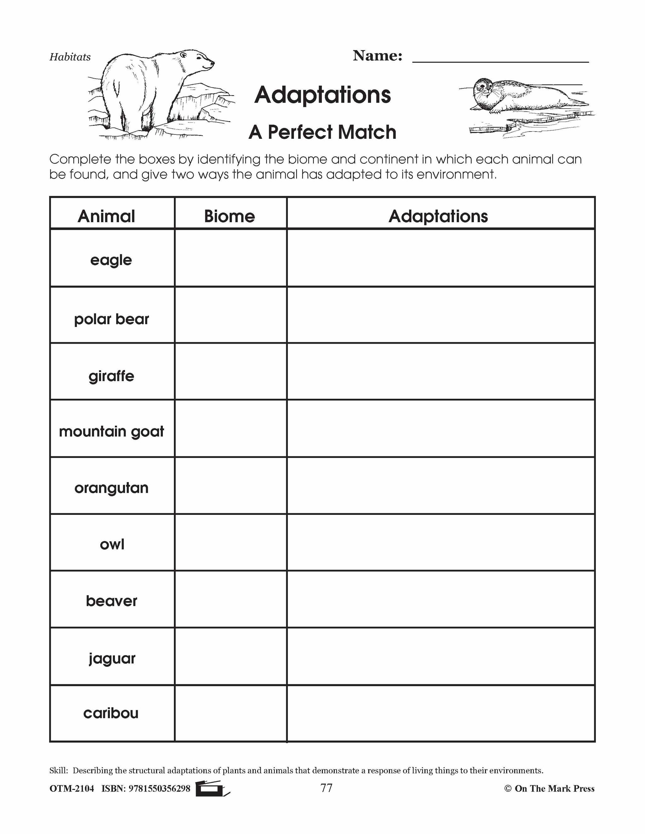 Adaptations Lesson Plan Grades 4-6