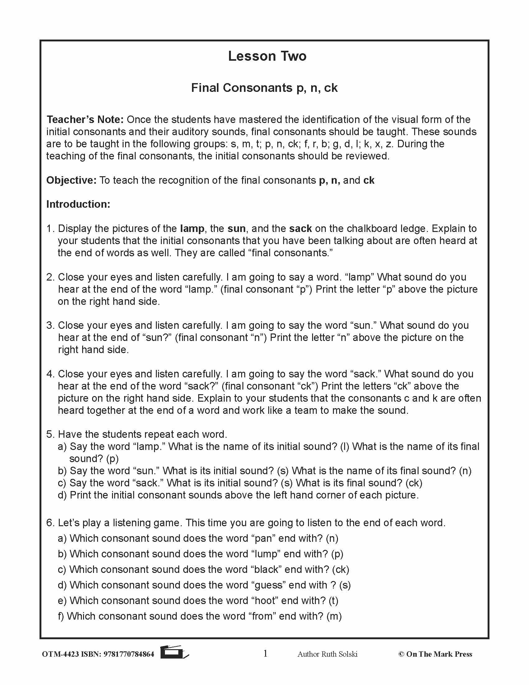 Final Consonants 7 Lessons & 1 Test Bundle! Grades Kindergarten To 1