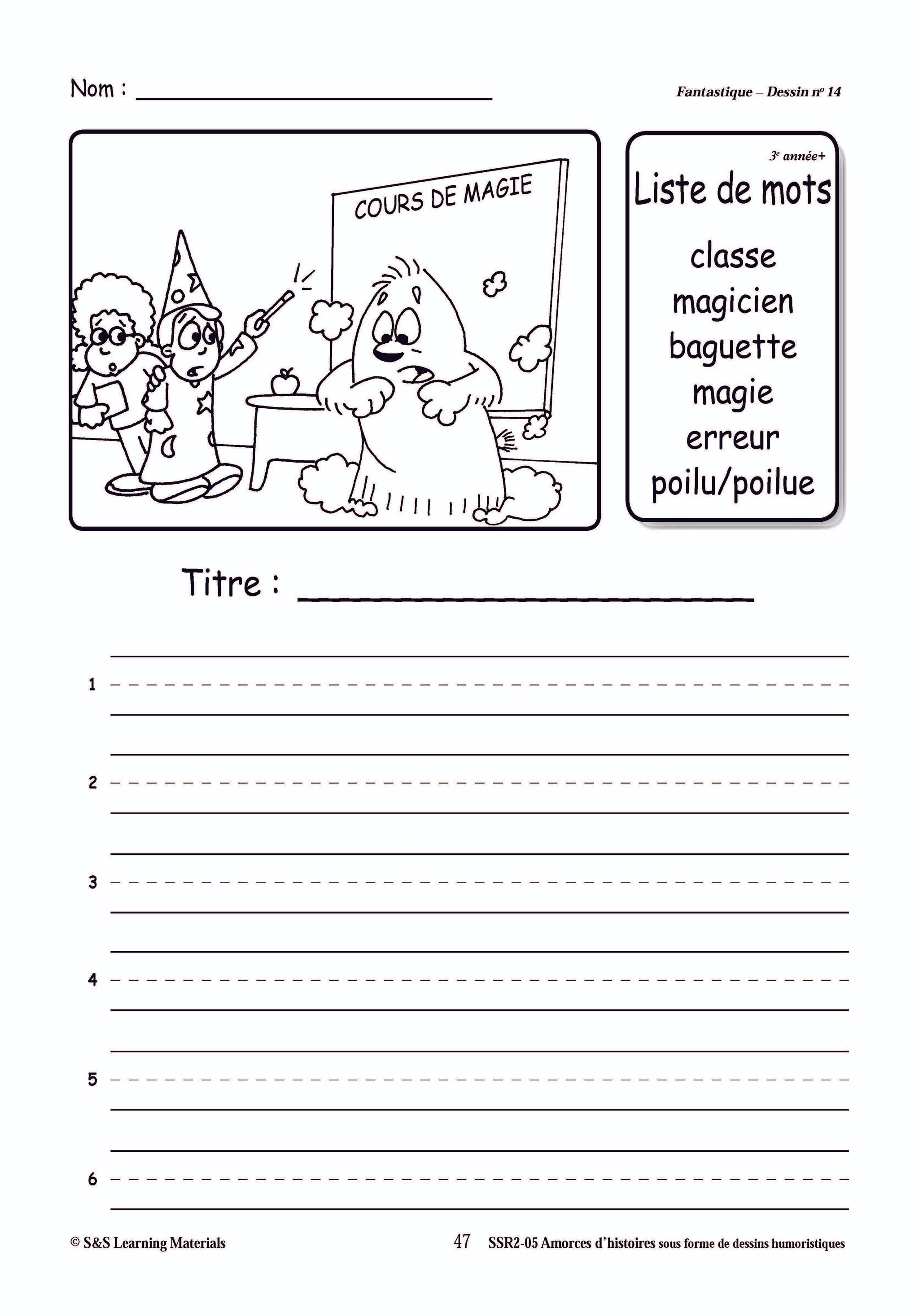Amorces d'histoires fantastiques sous forme de dessins humoristiques 1e à 3e année