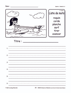 Amorces d'histoires de sports sous forme de dessins humoristiques 1e à 3e année