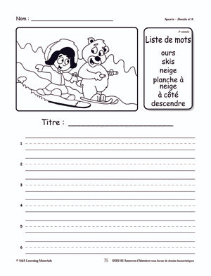 Amorces d'histoires de sports sous forme de dessins humoristiques 1e à 3e année