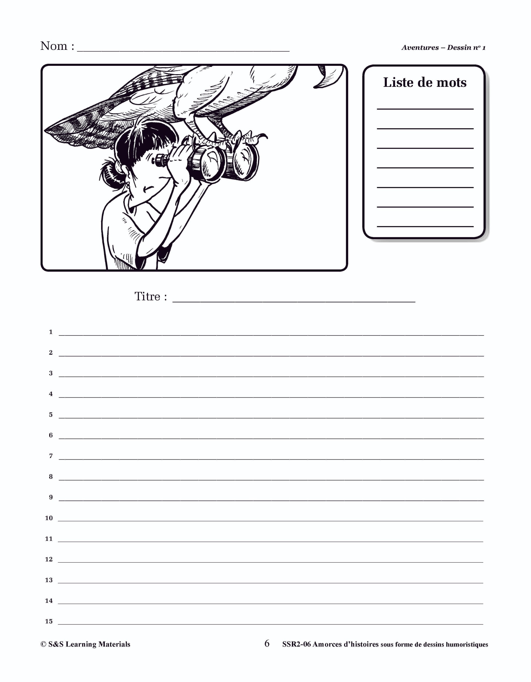 Amorces d'histoires d'aventures sous forme de dessins humoristiques 4e à 6e année