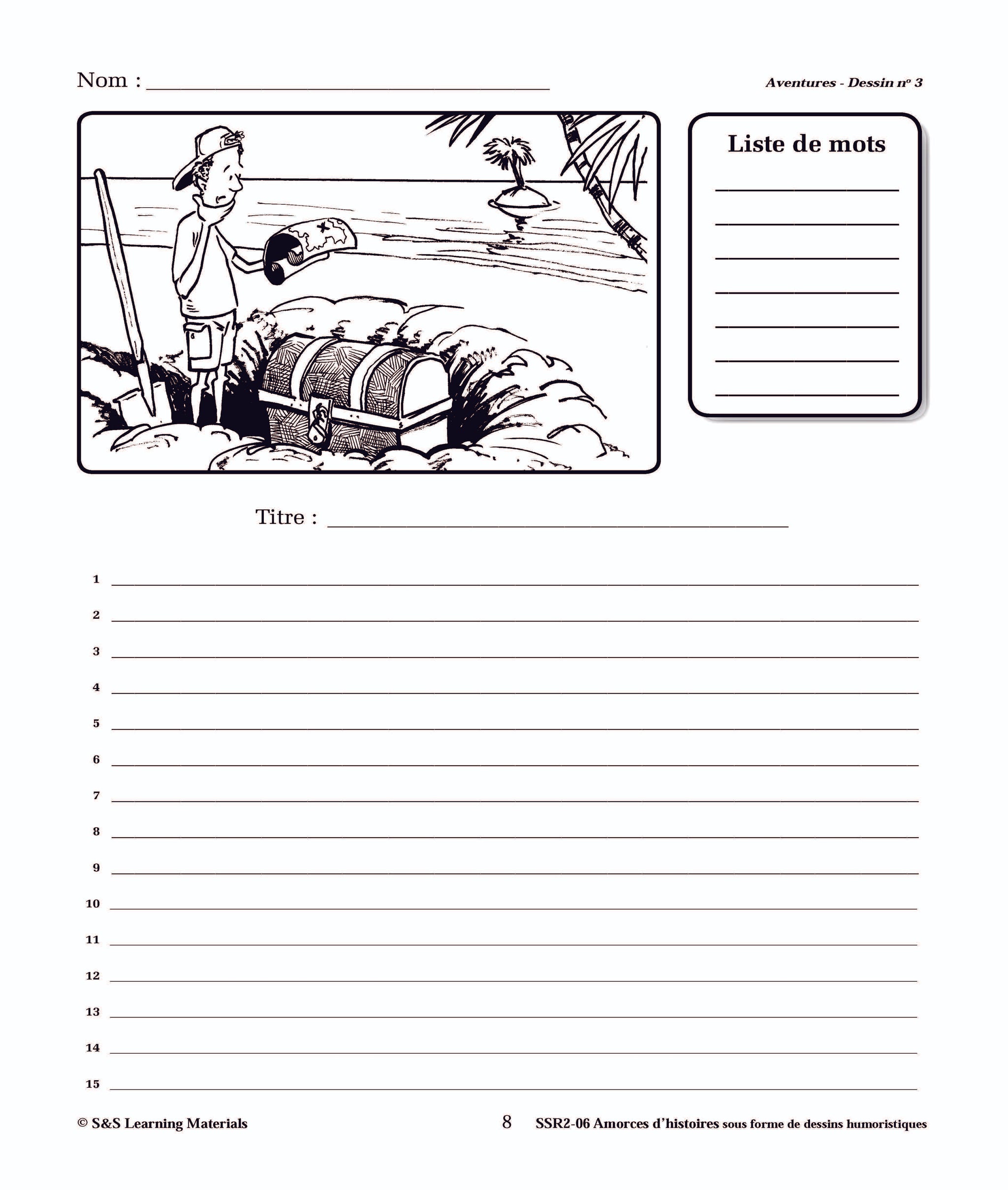 Amorces d'histoires d'aventures sous forme de dessins humoristiques 4e à 6e année