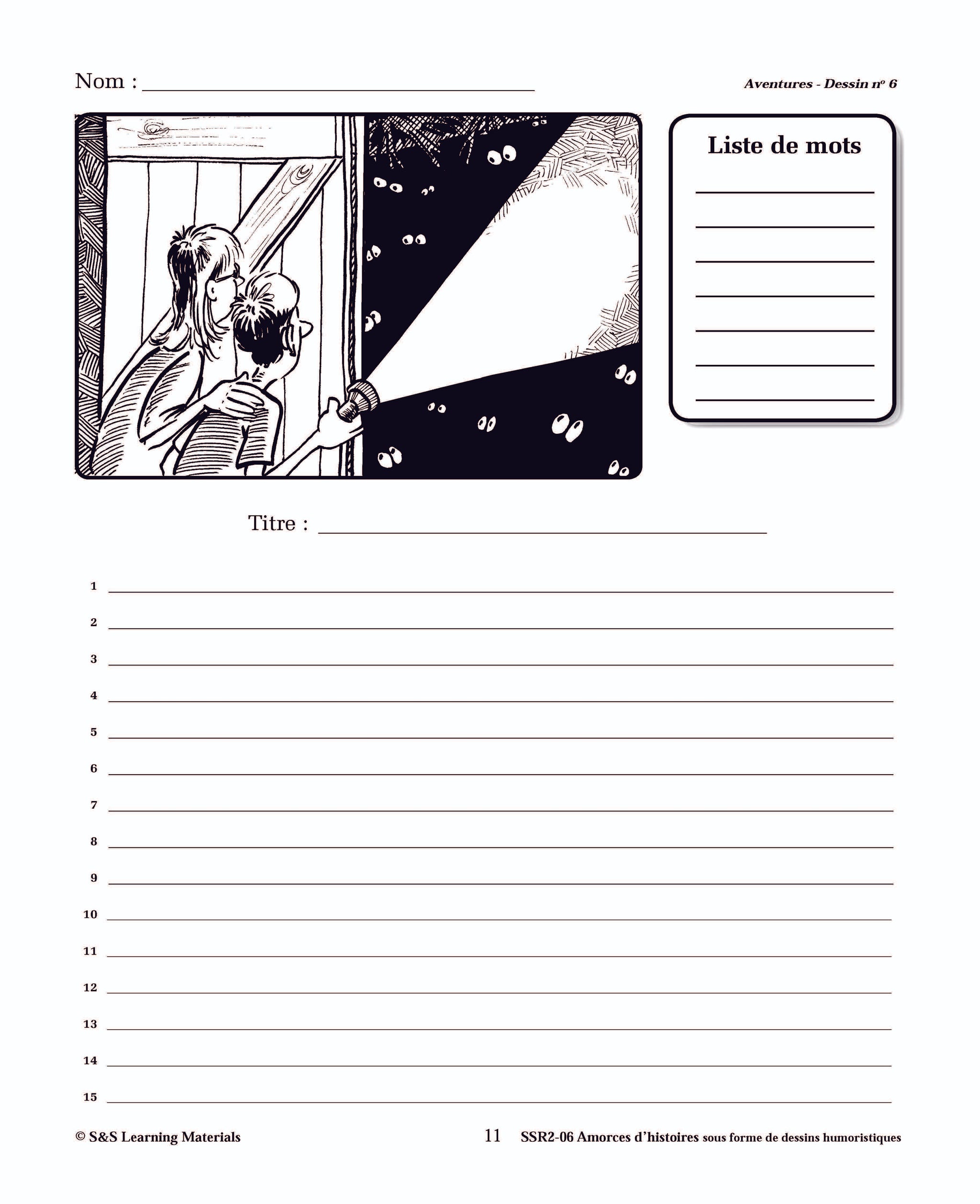 Amorces d'histoires d'aventures sous forme de dessins humoristiques 4e à 6e année