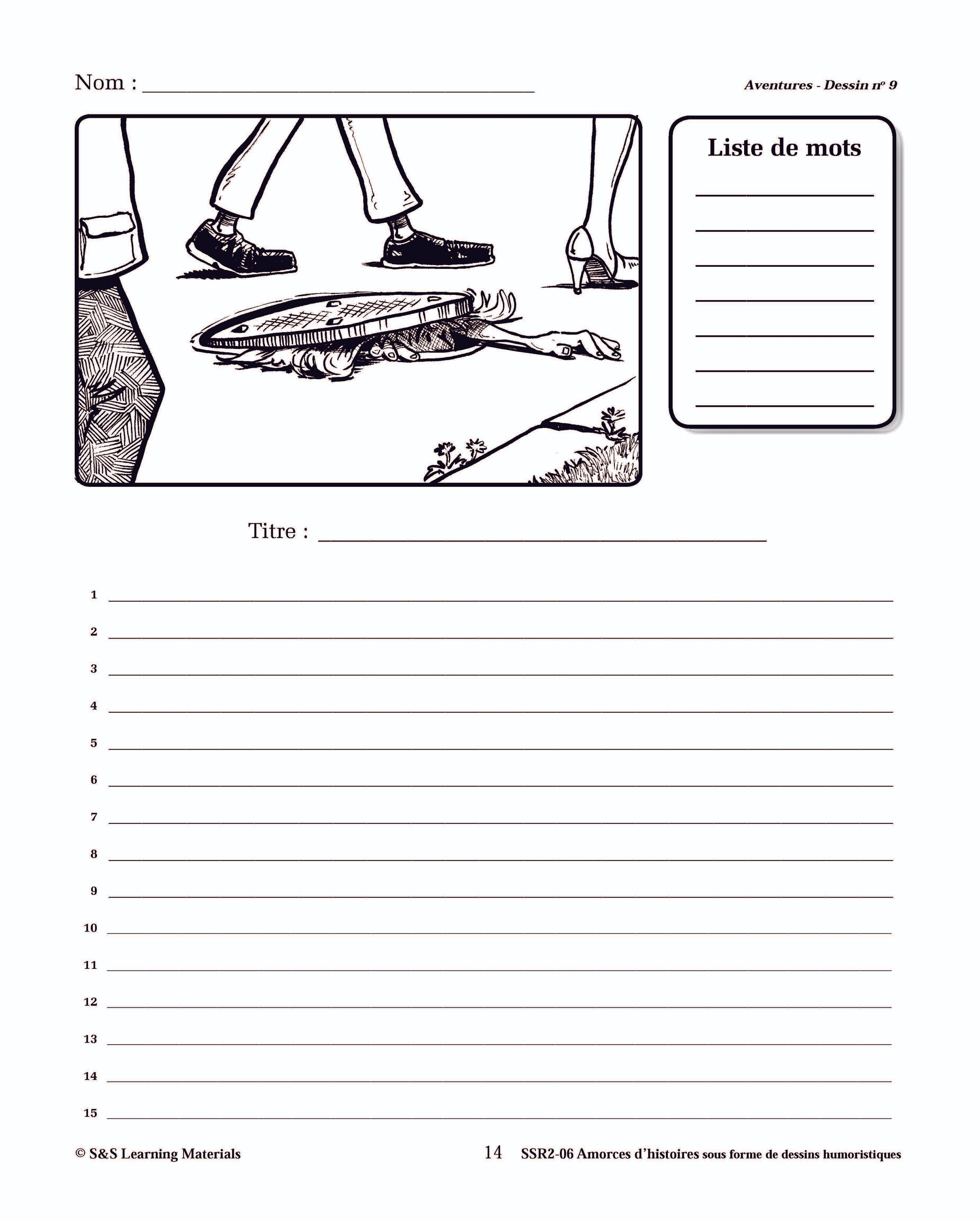 Amorces d'histoires d'aventures sous forme de dessins humoristiques 4e à 6e année