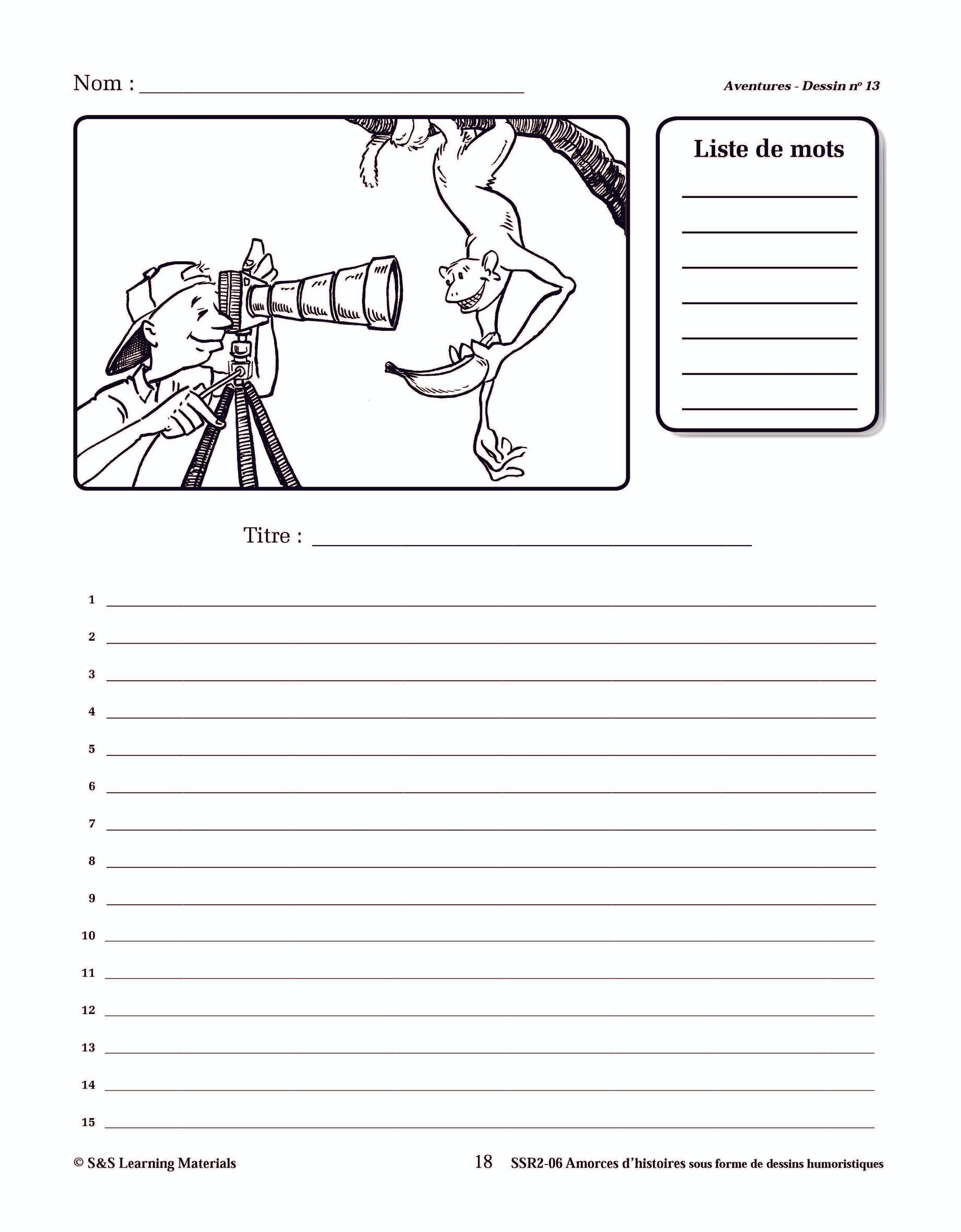 Amorces d'histoires d'aventures sous forme de dessins humoristiques 4e à 6e année