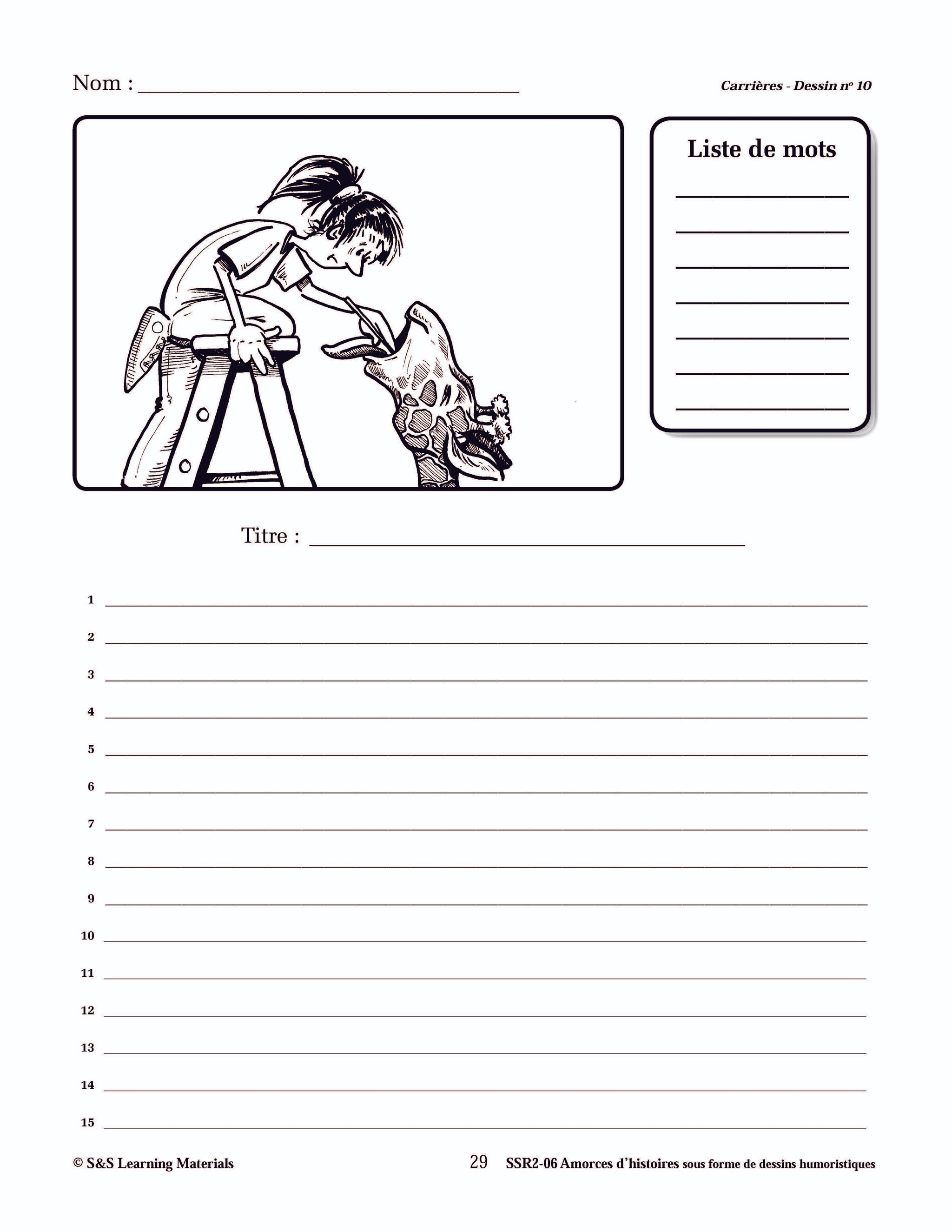 Amorces d'histoires de carrières sous forme de dessins humoristiques 4e à 6e année