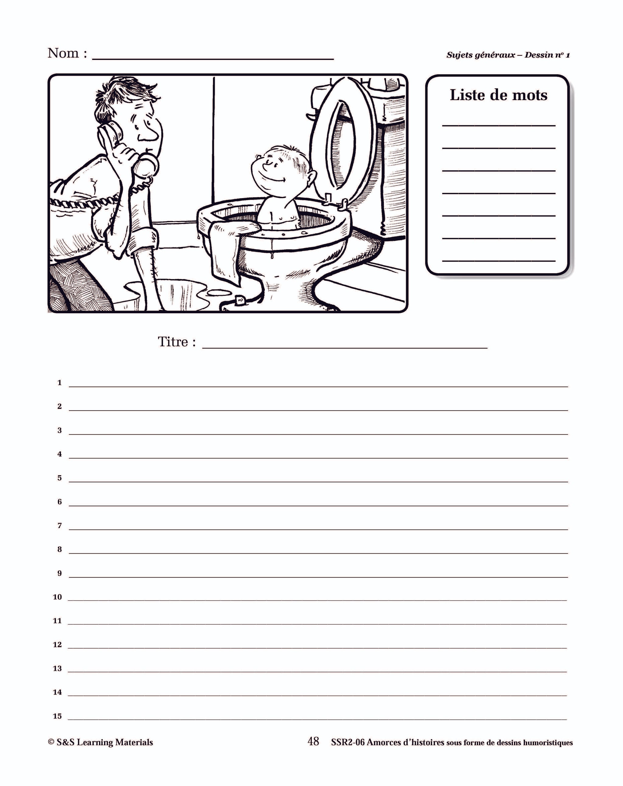 Amorces d'histoires sous forme de dessins humoristiques 1e à 3e année