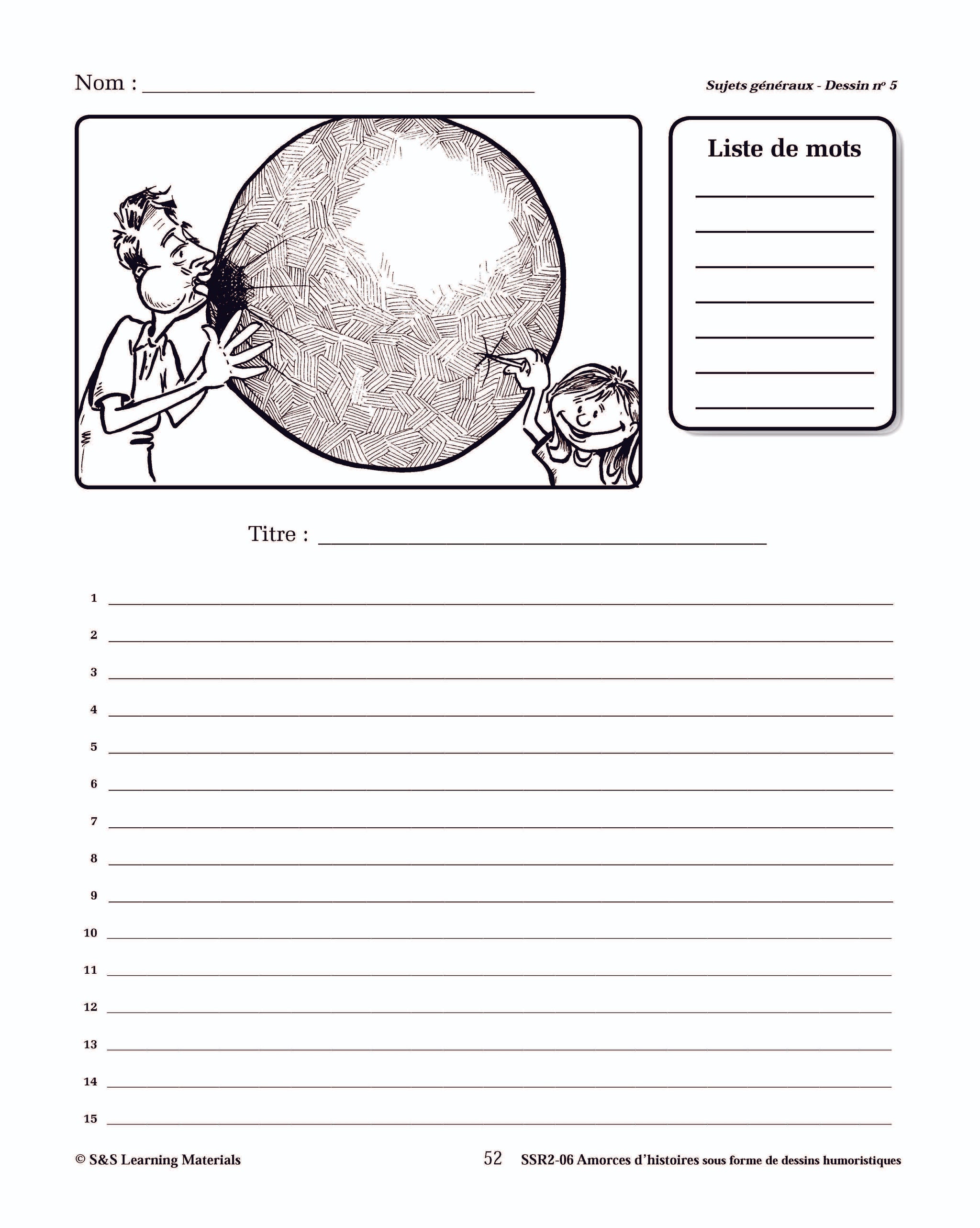 Amorces d'histoires sous forme de dessins humoristiques 1e à 3e année