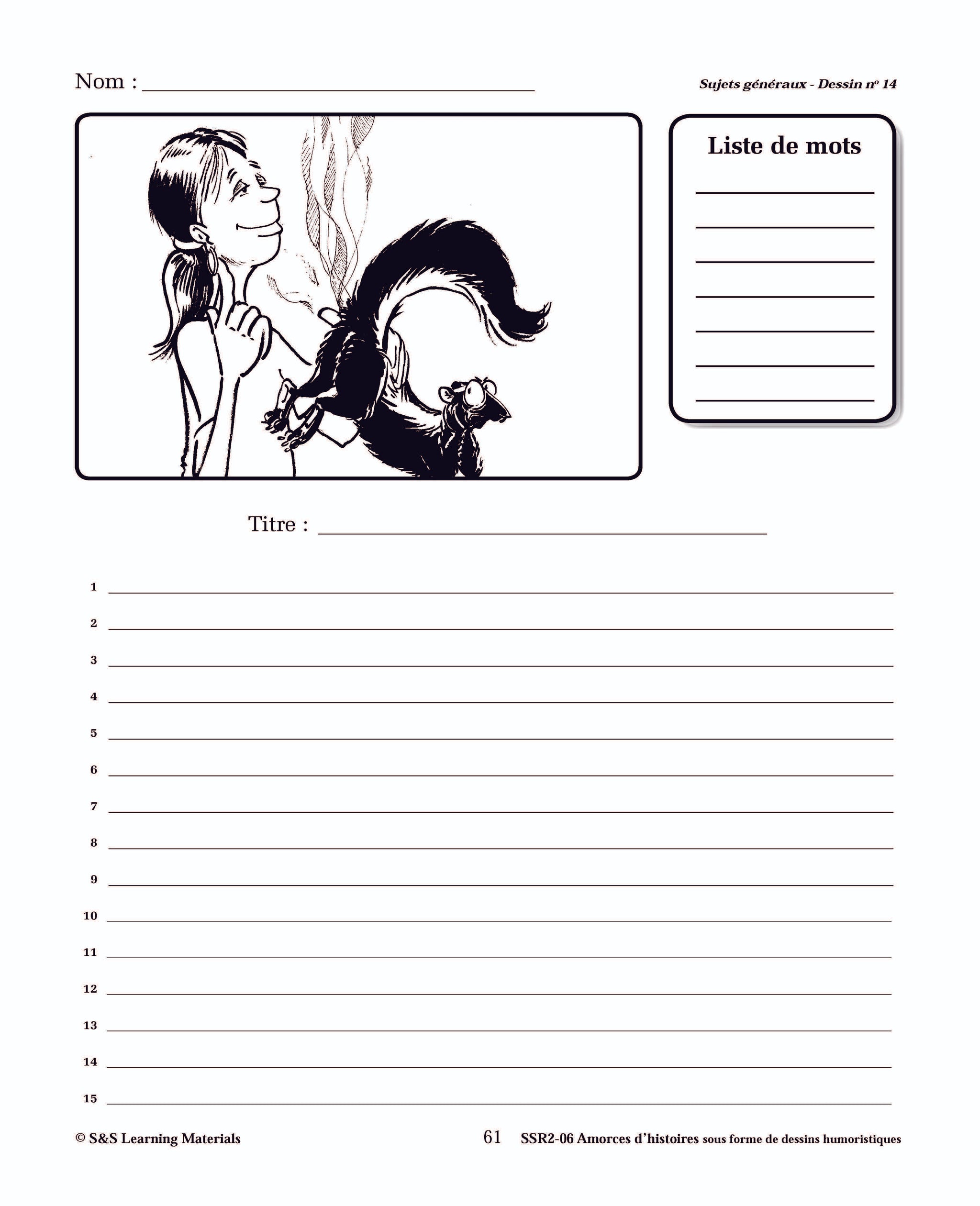 Amorces d'histoires sous forme de dessins humoristiques 4e à 6e année