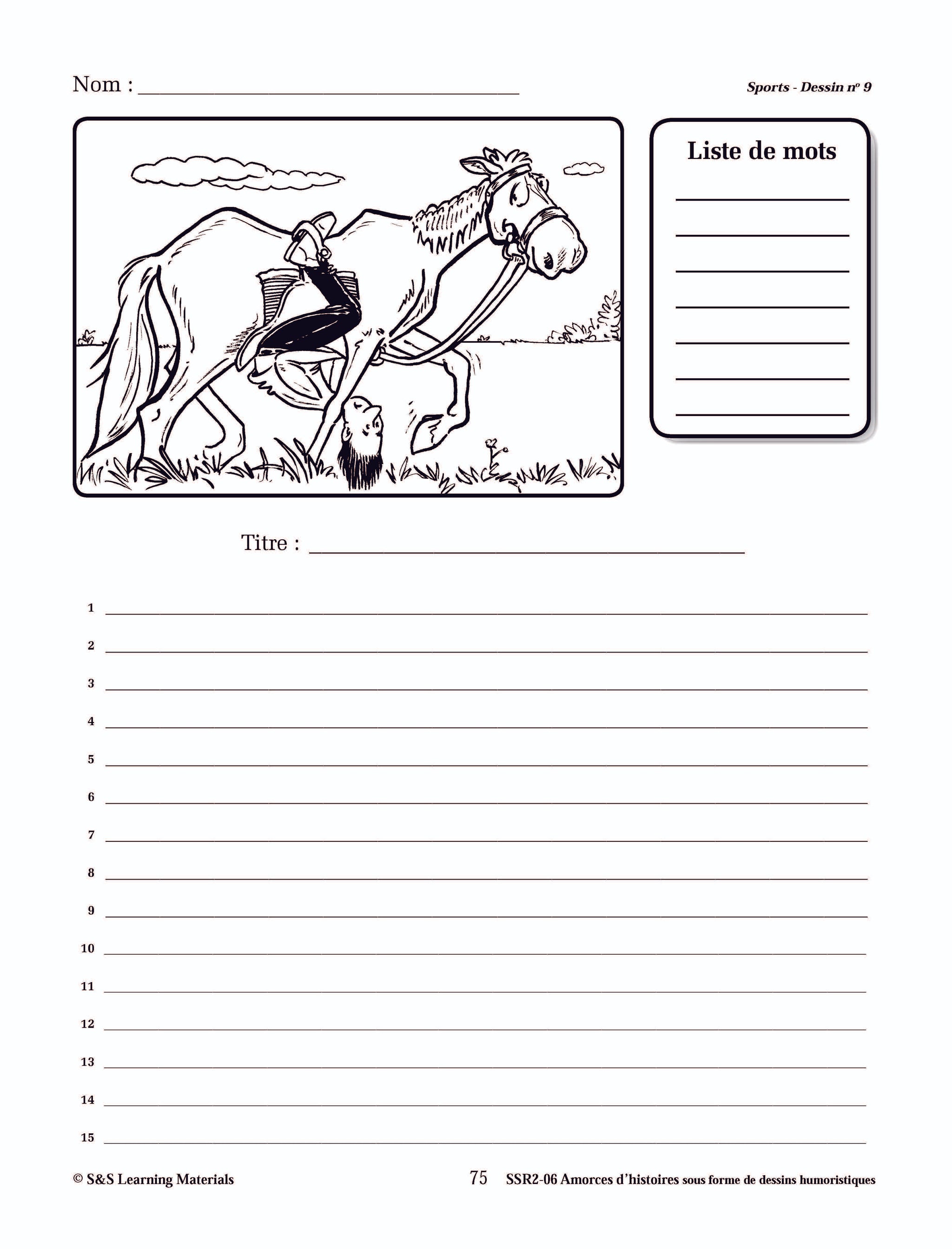 Amorces d'histoires de sports sous forme de dessins humoristiques 4e à 6e année