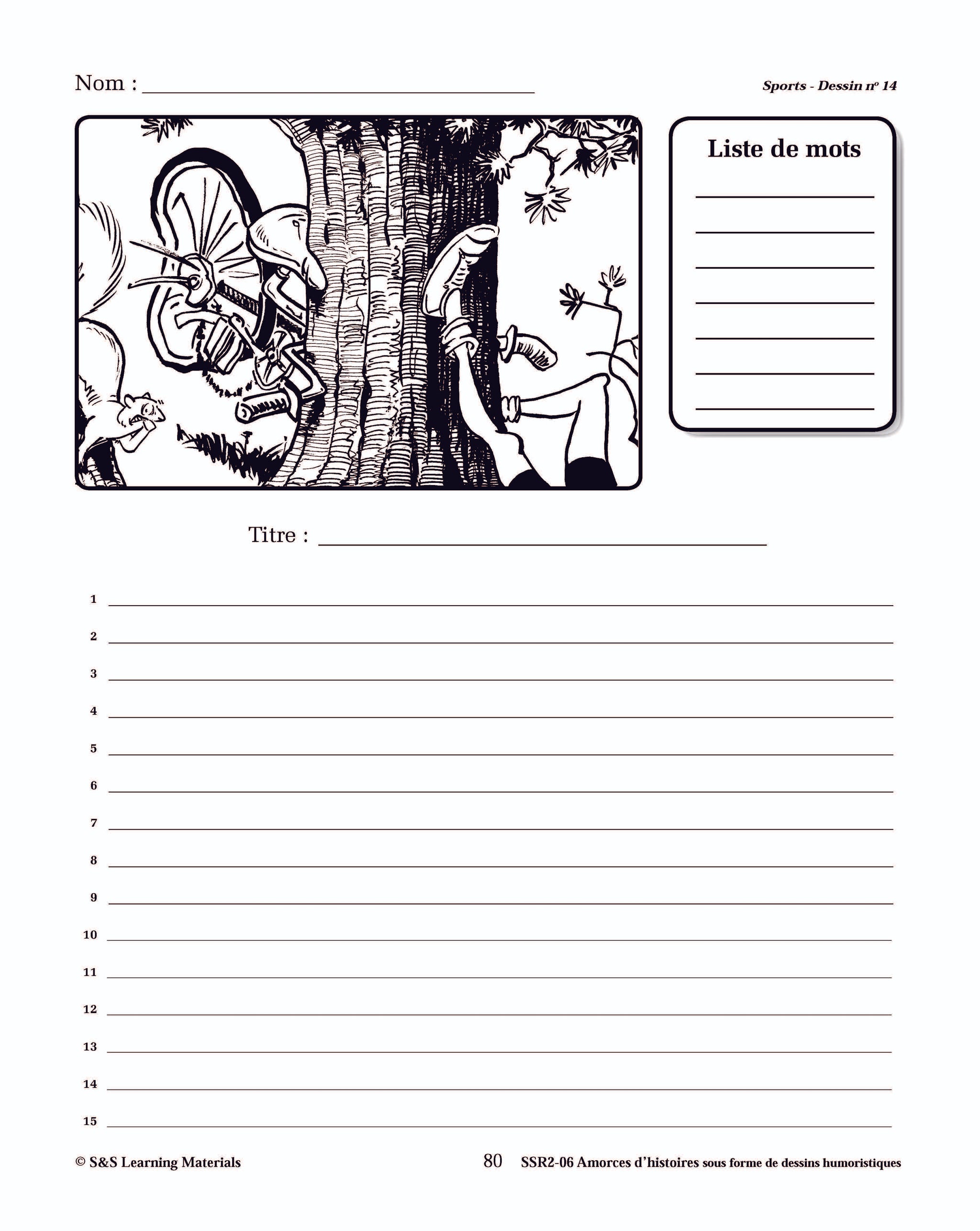 Amorces d'histoires de sports sous forme de dessins humoristiques 4e à 6e année