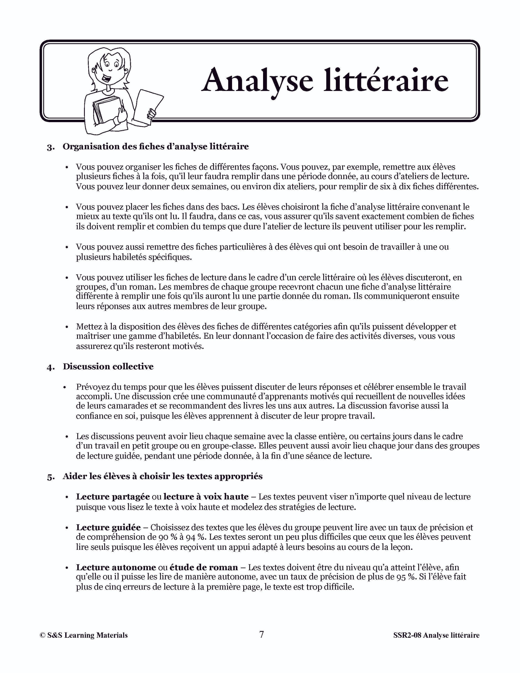 Appréhension de l'information pertinente 4e à 6e année : activités d'analyse littéraire