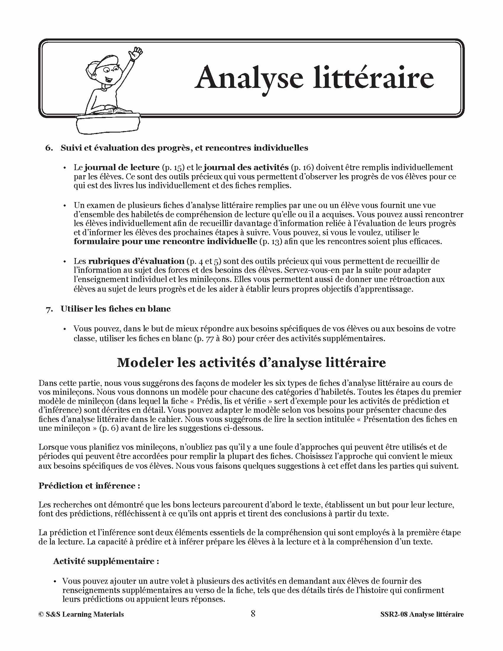 Analyse des personnages 4e à 6e année : activités d'analyse littéraire