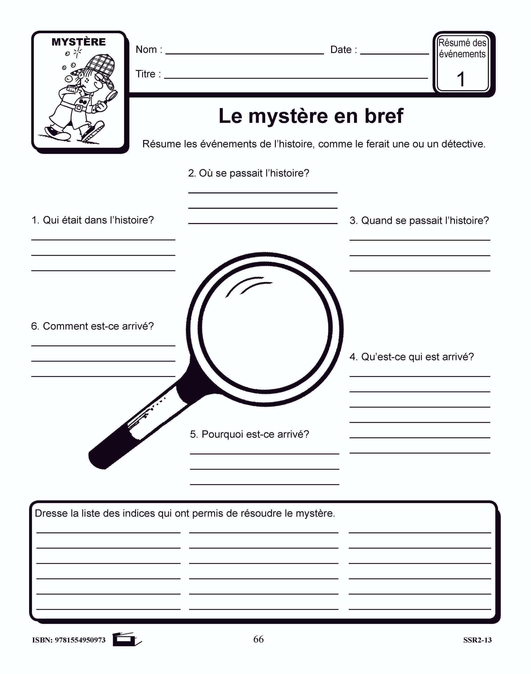 La littéracie par le mystère et l'aventure : Activités de résumé des événements 4e à 6e année