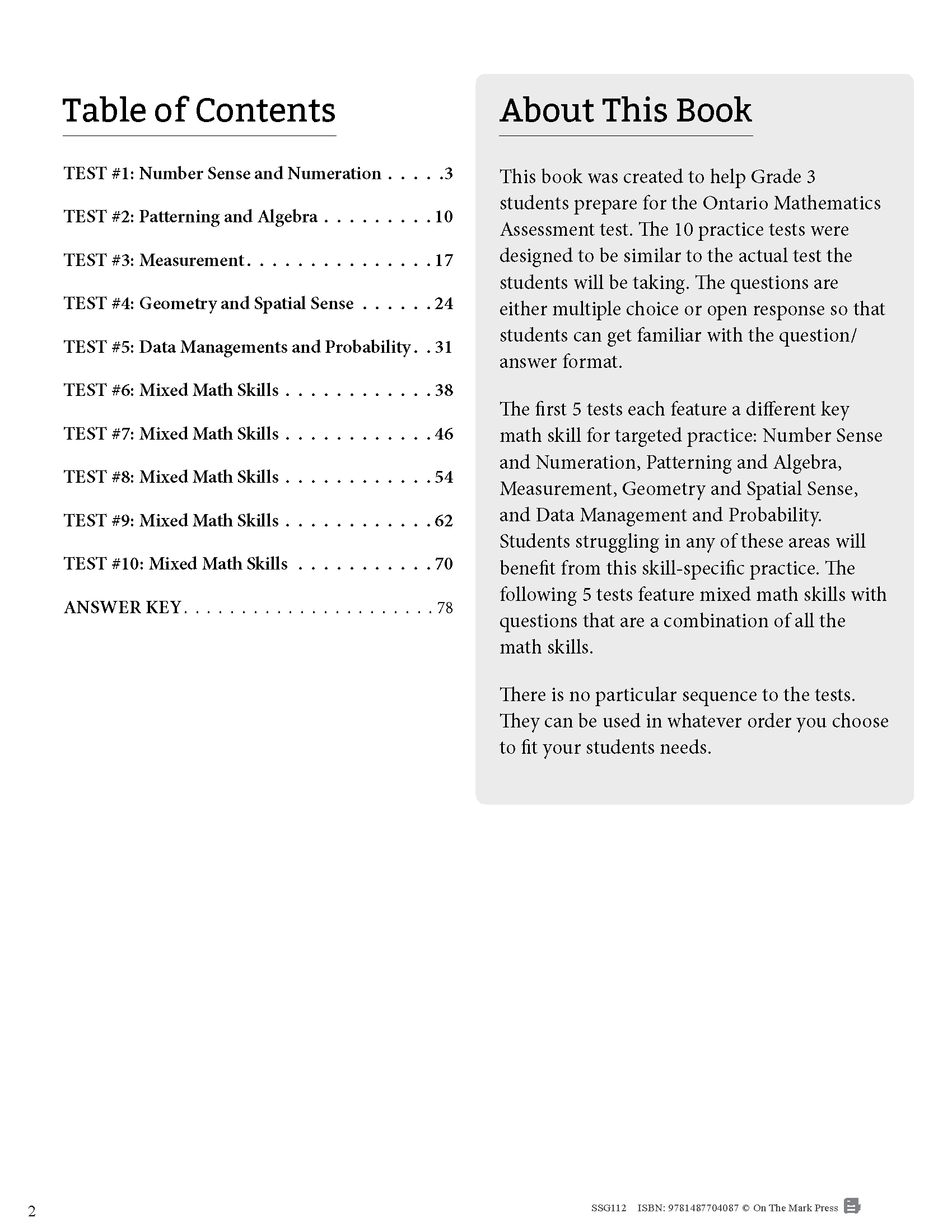 Ontario Grade 3 Math Test Prep Guide
