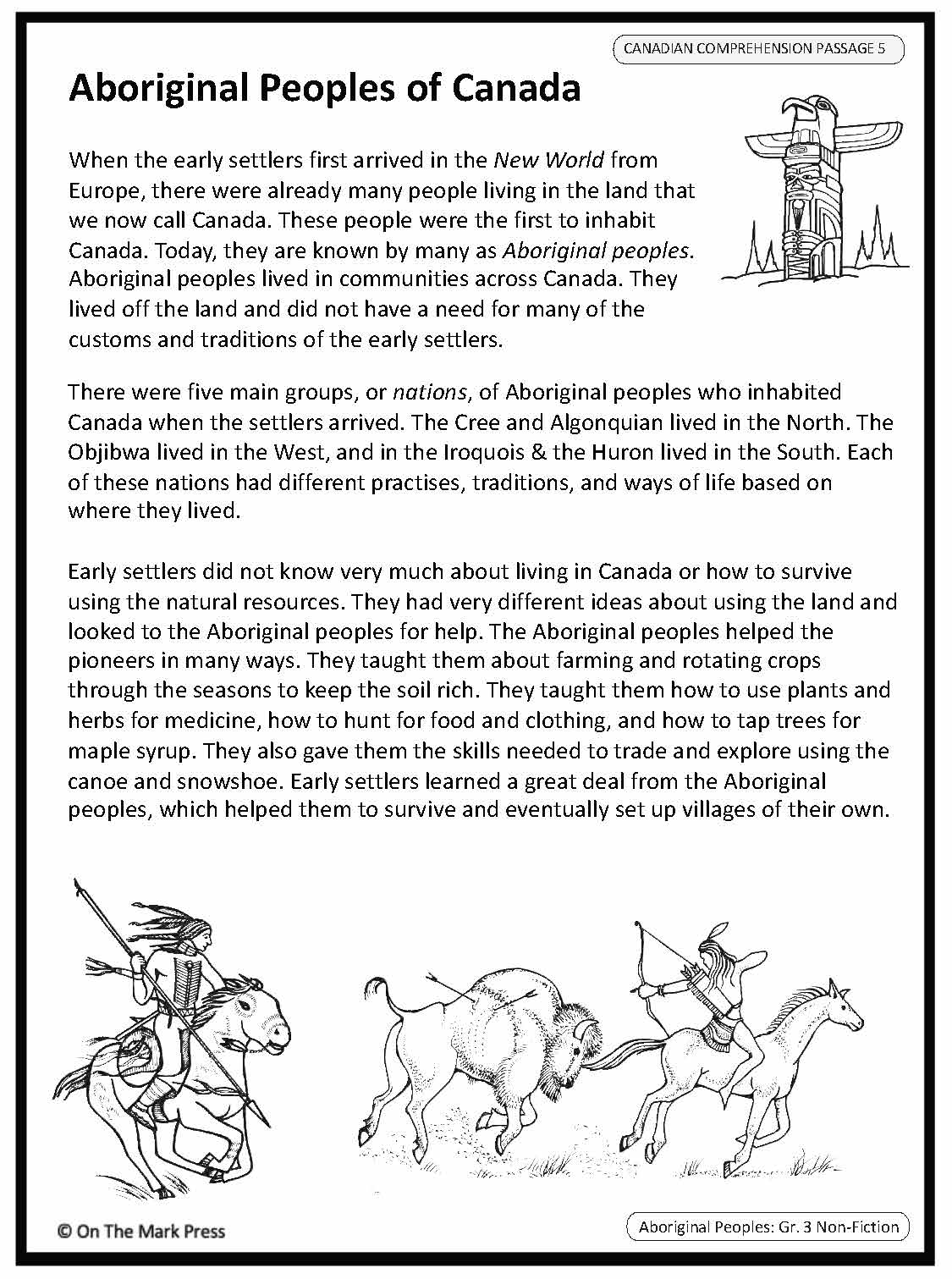 Aboriginal Peoples Of Canda: A Social Studies Reading Lesson  Gr. 3-4