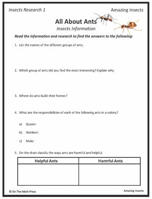 Amazing Insect: 6 Information Research Topics Grades 4-6 Google Slides & Printables