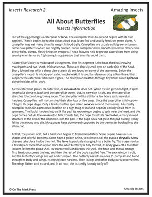 Amazing Insect: 6 Information Research Topics Grades 4-6 Google Slides & Printables