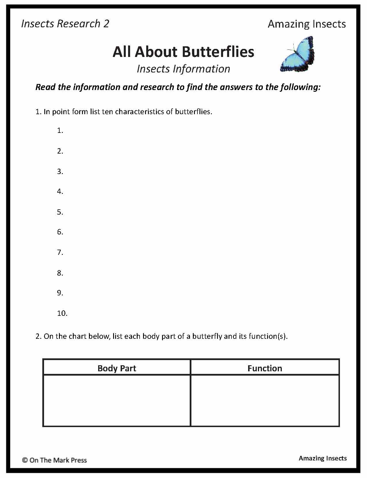 Amazing Insect: 6 Information Research Topics Grades 4-6 Google Slides & Printables
