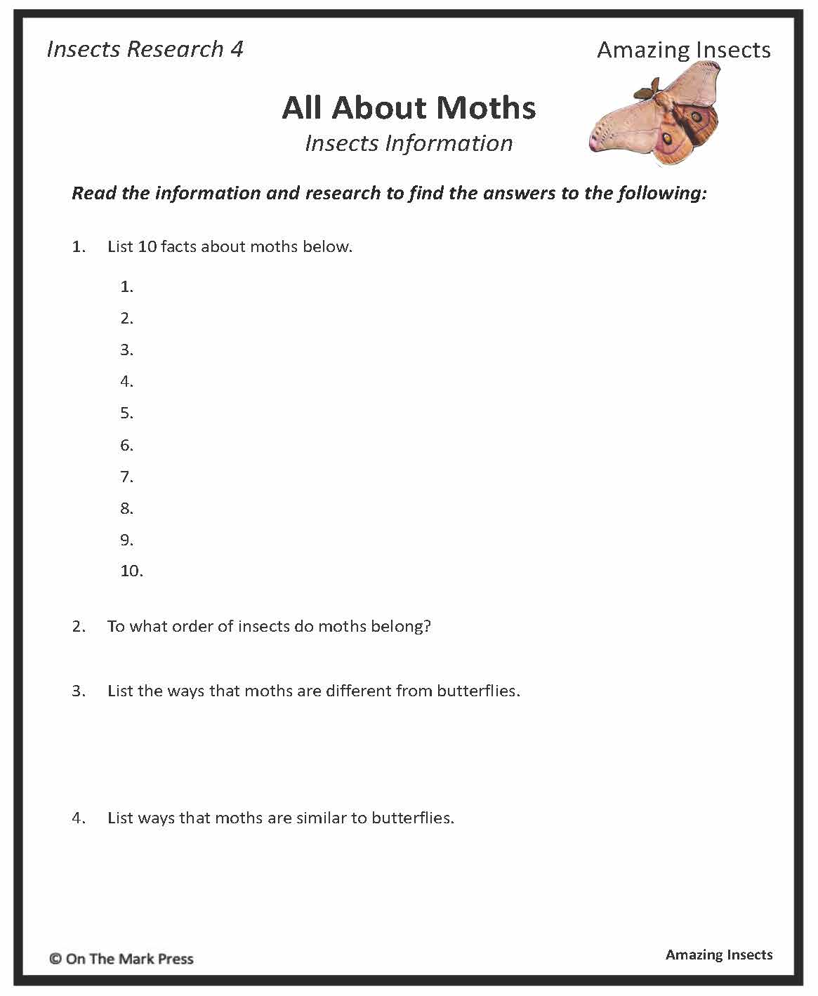 Amazing Insect: 6 Information Research Topics Grades 4-6 Google Slides & Printables