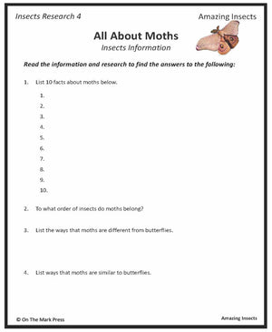 Amazing Insect: 6 Information Research Topics Grades 4-6 Google Slides & Printables