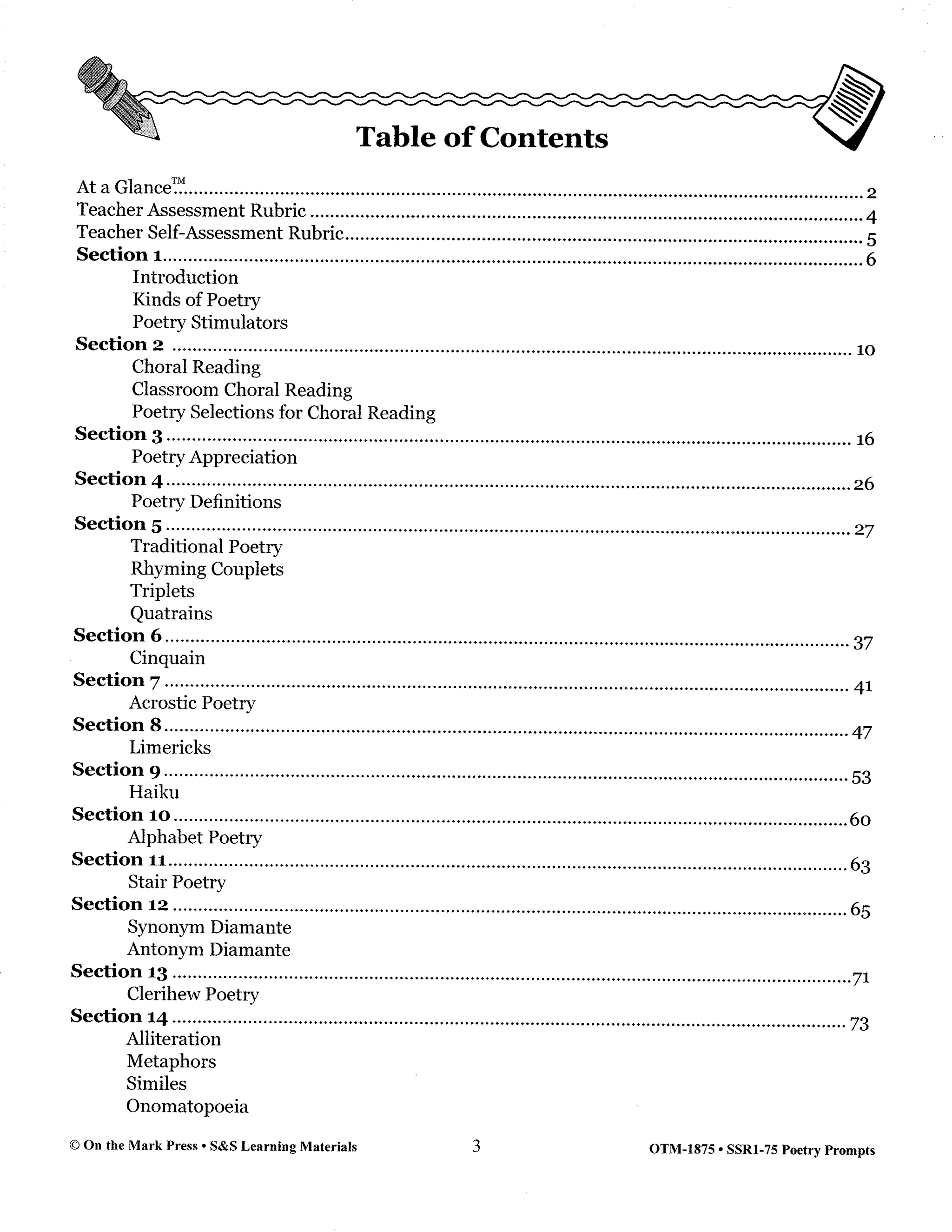 Poetry Prompts Grades 4-6