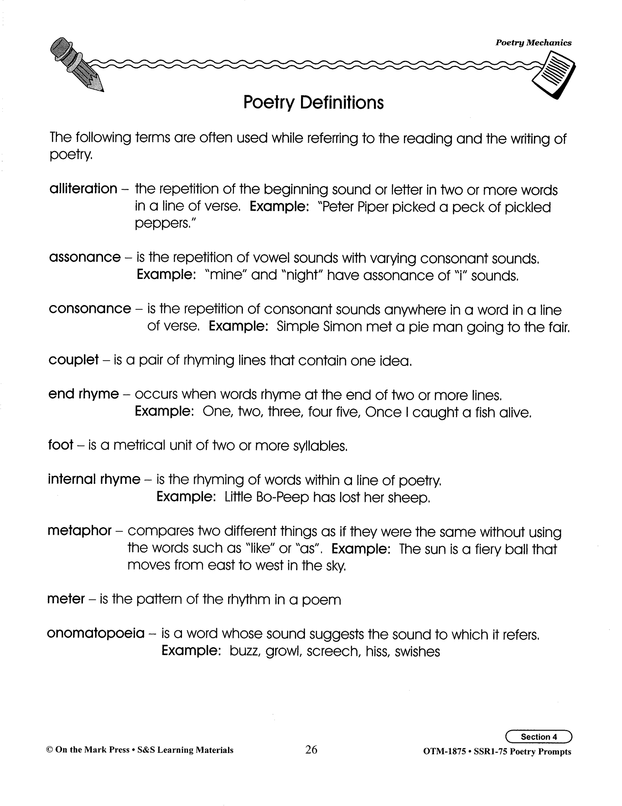 Poetry Prompts Grades 4-6