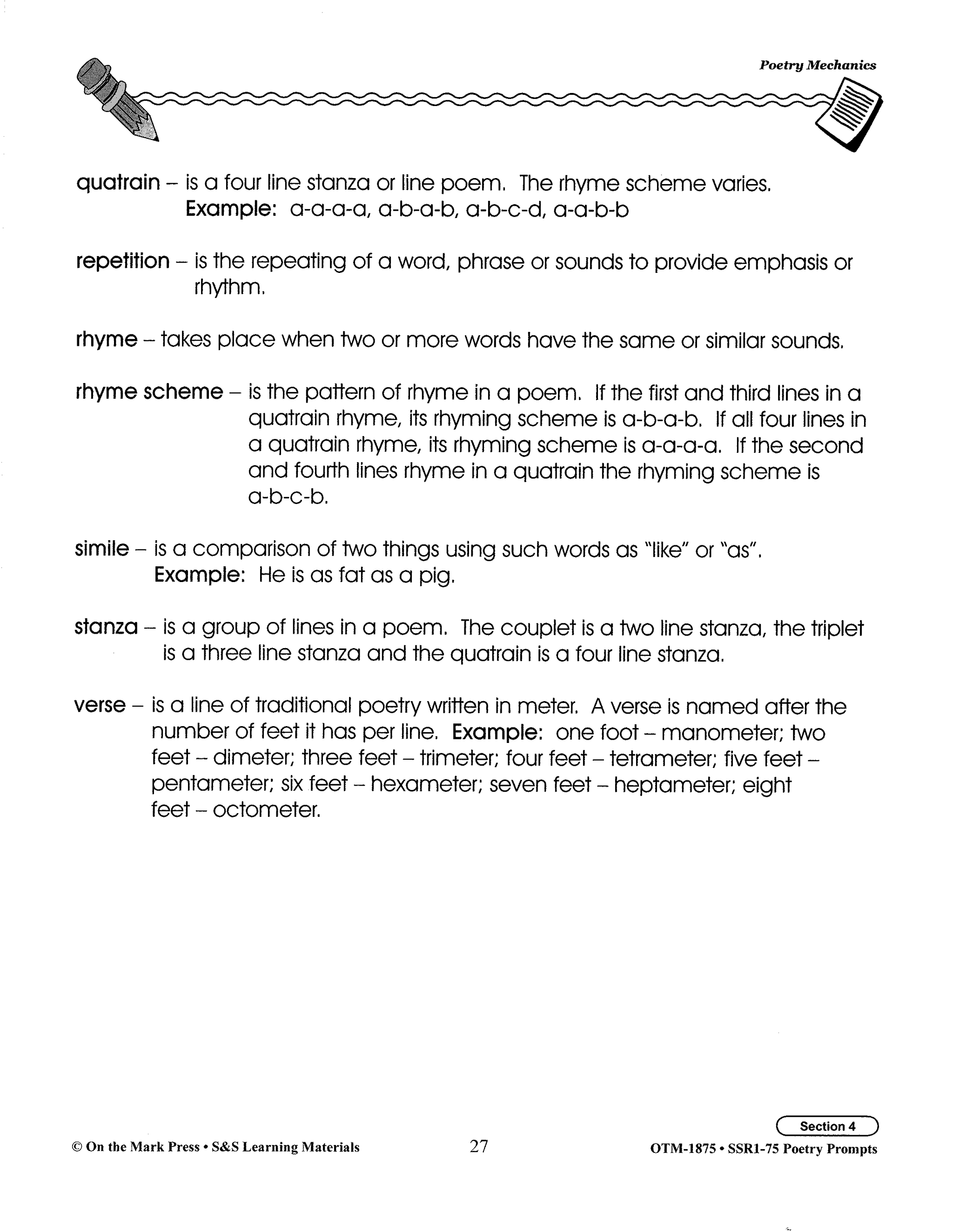 Poetry Prompts Grades 4-6